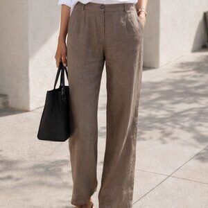 Massimo Dutti Brown Straight Leg Pants